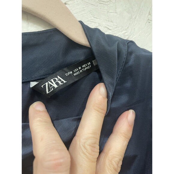 NEW Zara Blue Cut Out Satin Effect Dress Medium 1165/213 Holiday Cocktail - Picture 3 of 9